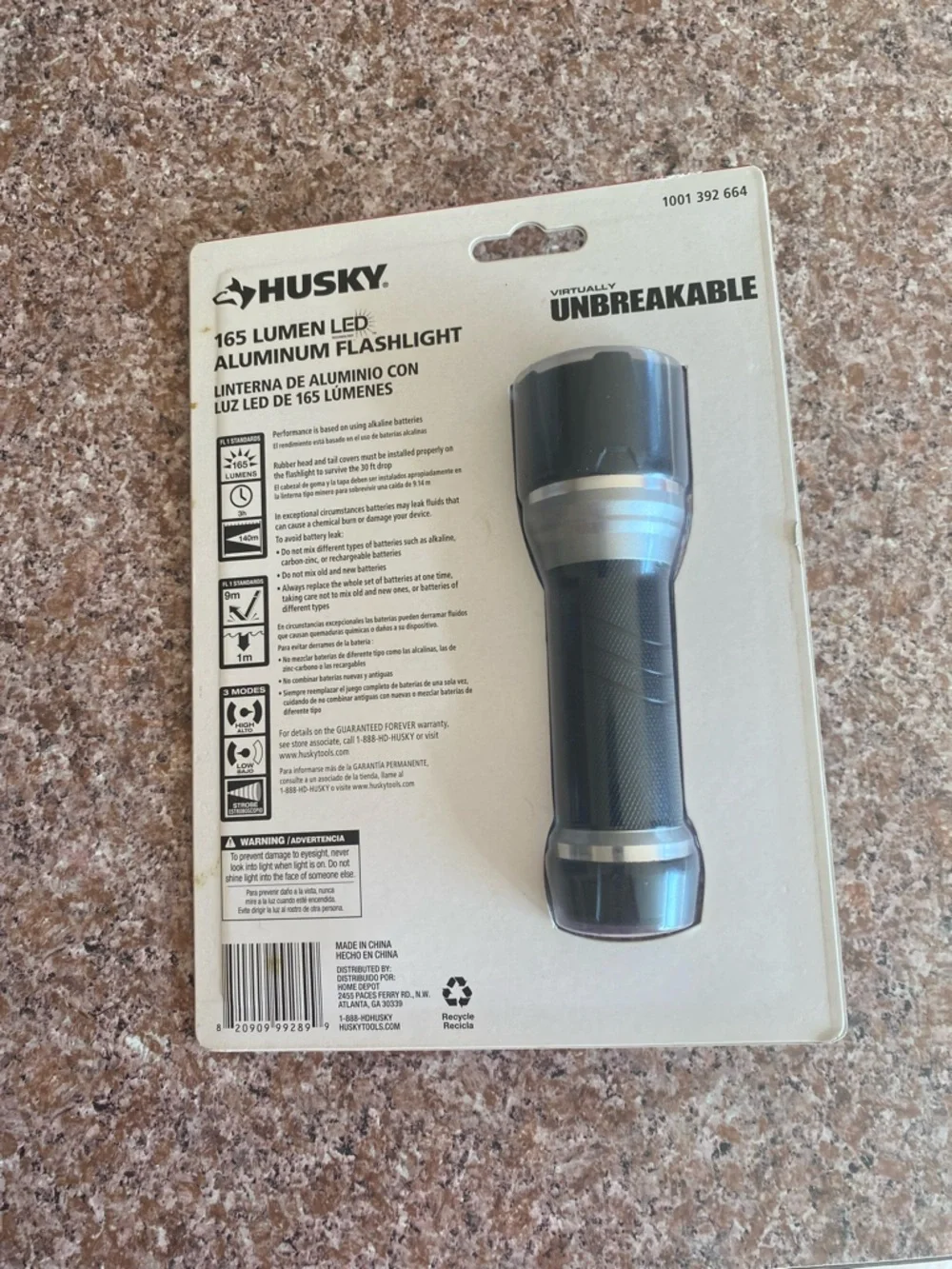 Sky Black and Silver LED Aluminum Flashlight with AAA Batteries